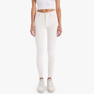 Mother Denim The Looker Ankle Step Fray in Cream Puffs size 26